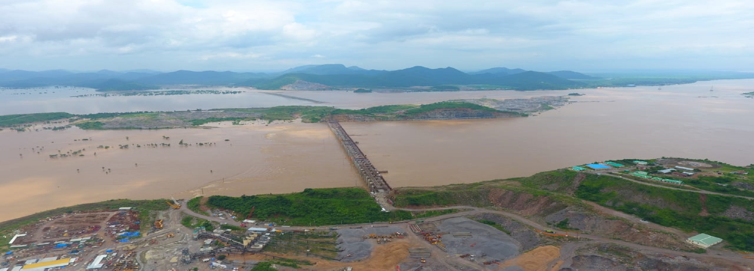 View of Polavaram Irrigation Project during the floods August, 2020